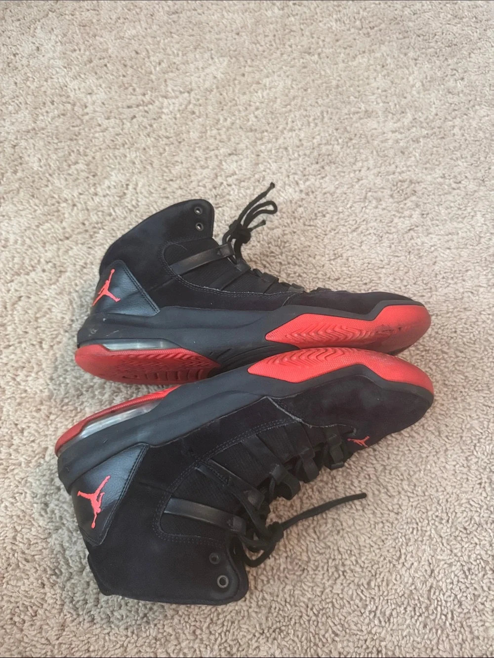 Jordan Black Sneakers with Red Jumpman Accents
